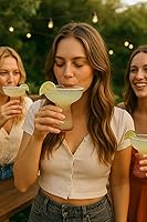 Vista 5 de Oojami Lunara Clear Plastic Margarita Glasses, 11 oz, Set of 40, Disposable Party Cups for Cocktails (Pink Ripple Ribbed)