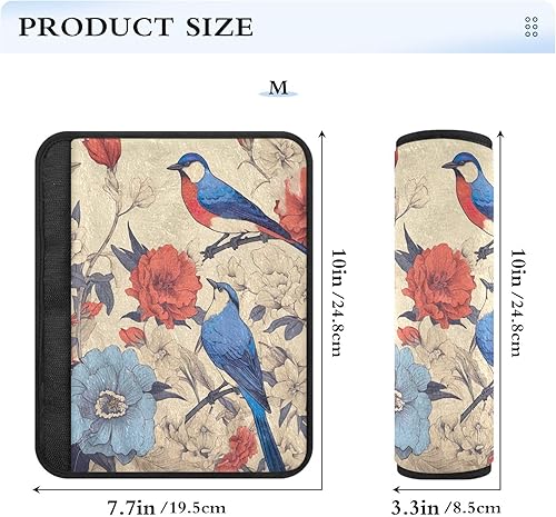 Miniatura 8 de Funda de cinturón de seguridad para niños, diseño floral rojo y azul, color amarillo claro, funda suave para cinturón de seguridad, almohadilla