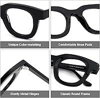 Vista 4 de Zeelool Gafas clásicas redondas con bloqueo de luz azul para hombre ZJGA612958-01 Negro