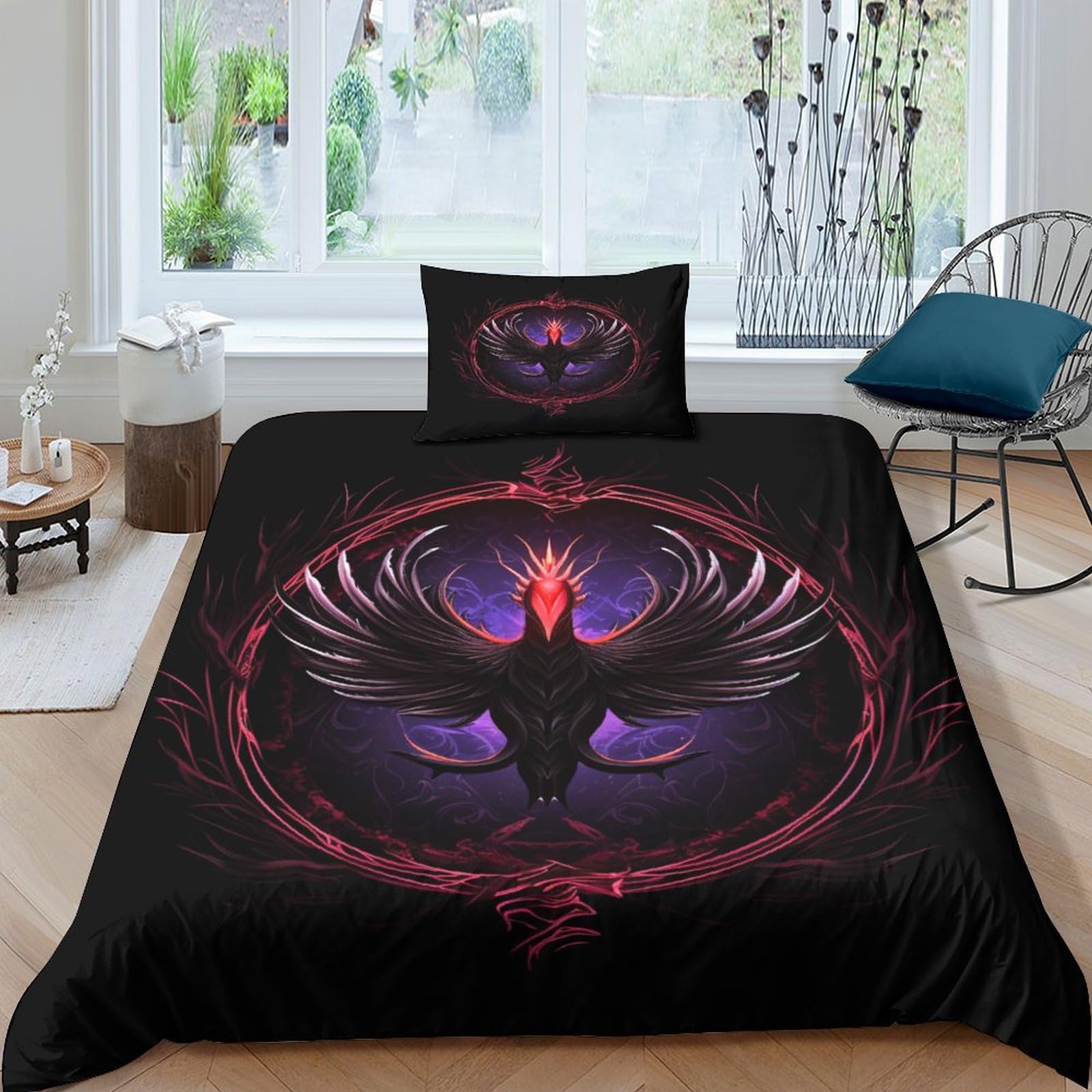 Sets de housses de couettes 3 pièces aigle 3D microfibre linge de lit simple 135x200cm