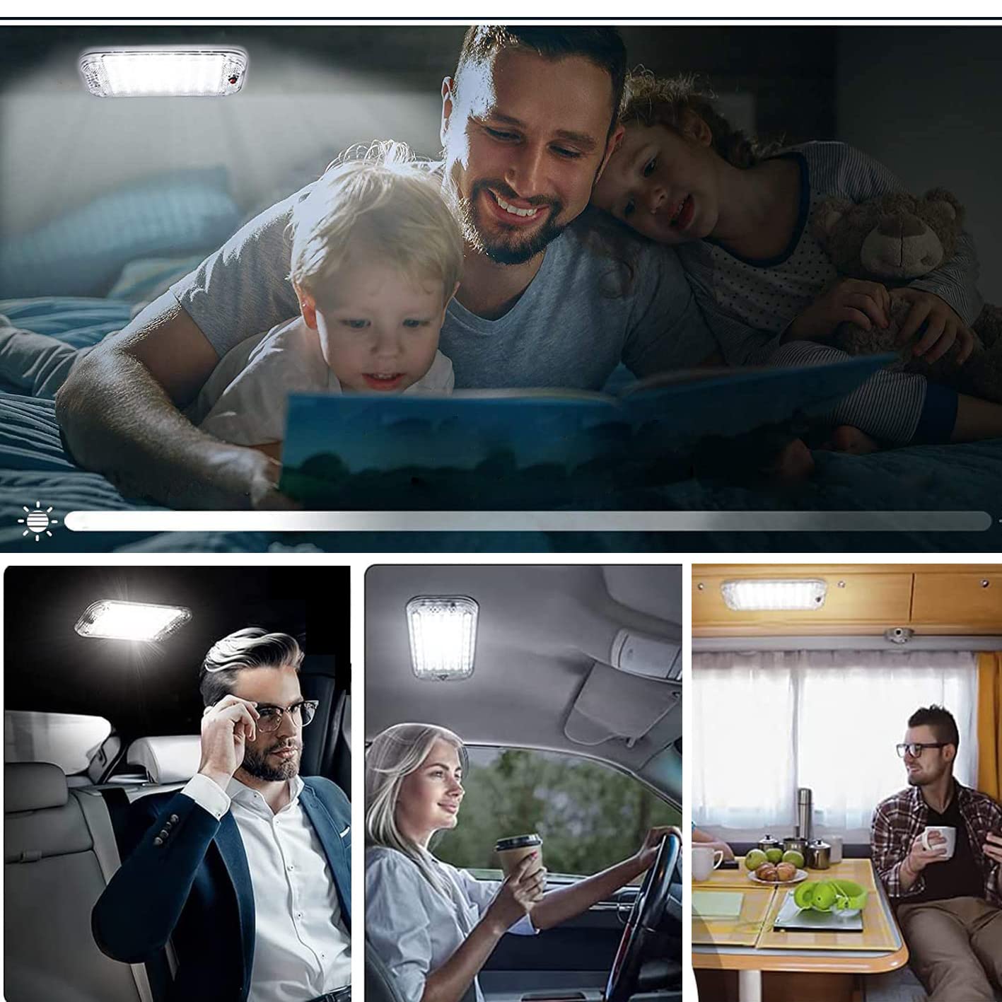 2 sztuki 12 V-85 V oświetlenie wnętrza samochodu LED, 48 diod LED, oświetlenie wewnętrzne z przełącznikiem on/off, oświetlenie wnętrza do samochodów osobowych, kamperów, ciężarówek, kempingowych