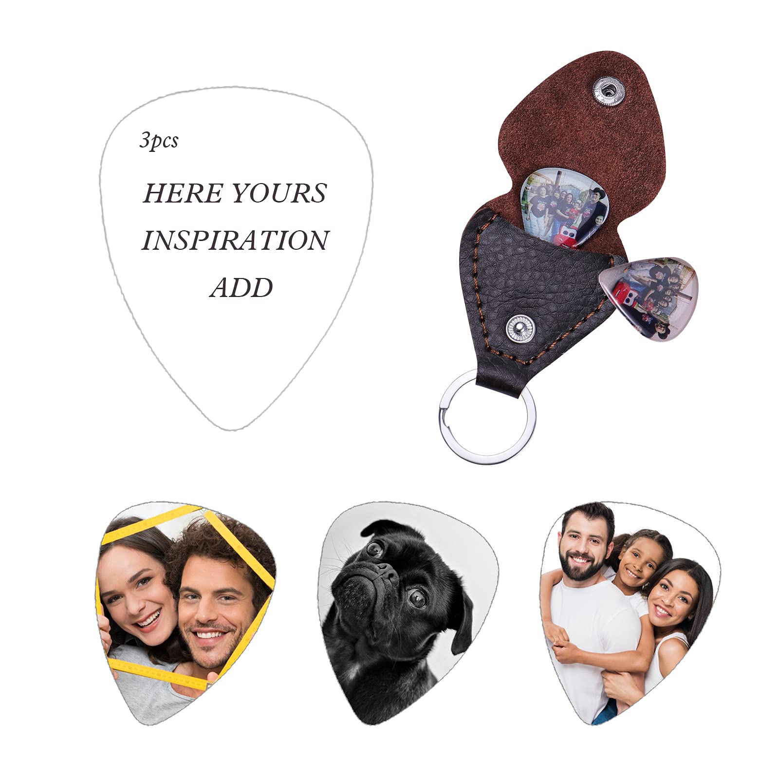 3 Plettri Per Chitarra Alnicov Con Portachiavi In Pelle - Pratico E Stiloso - Foto 8