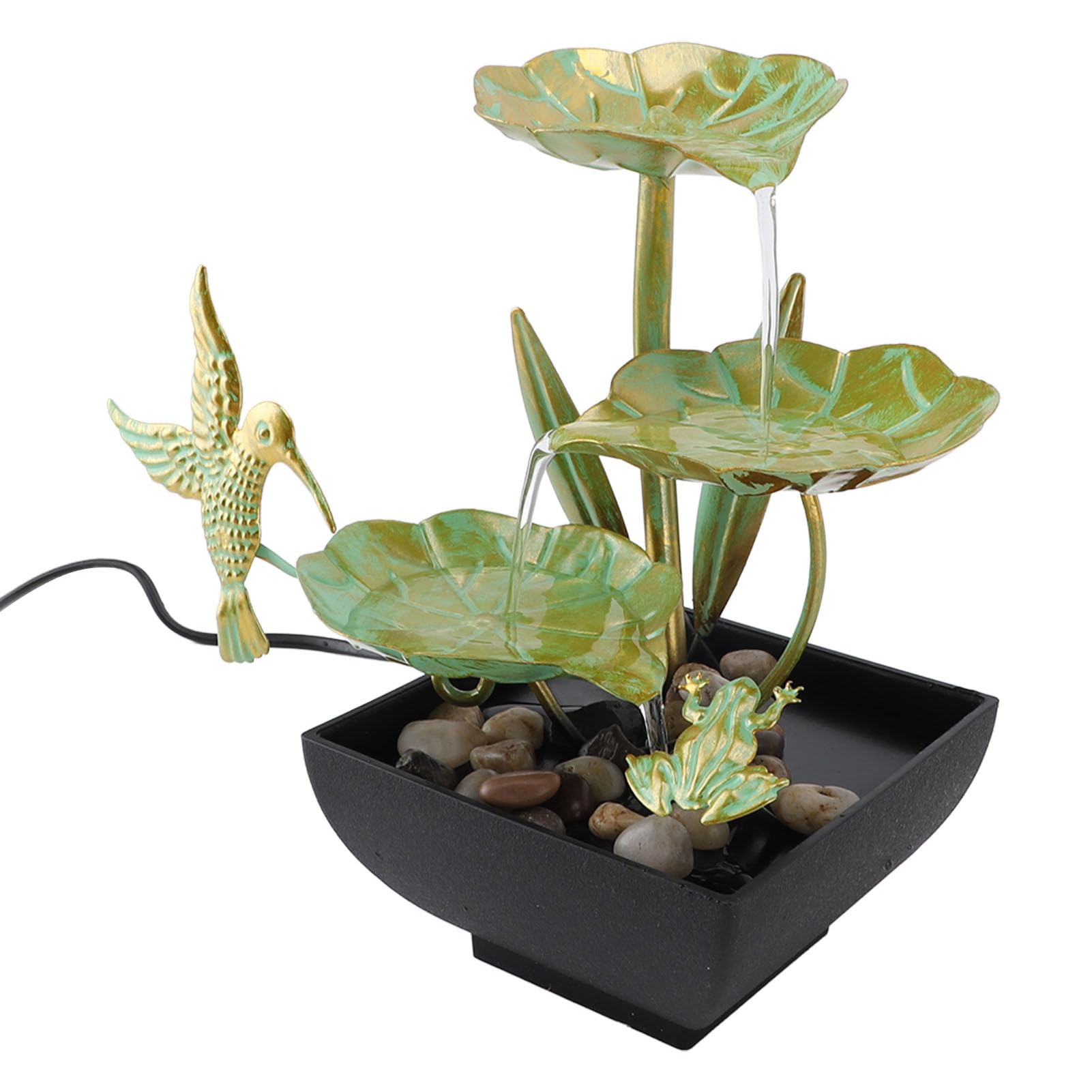 Compact Decoration of The USB Water Source with LED Lights for The Office, a Water Function Decoration for Office and Studio, Table Art Iron Feng Shui Source