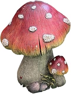 Mushroom Statue Artificial Realistic 5x7 Red Mushroom Figurines with White Dot Weather Resistant Resin Ornaments for Home, Bonsai, Garden Decor