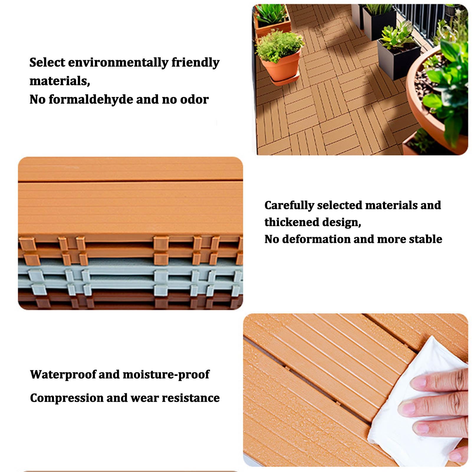 Piastrelle per pavimenti ad incastro 30,5 x 30,5 cm, per esterni e patio, impermeabili, per veranda a bordo piscina, vialetto e vialetto, confezione da 20