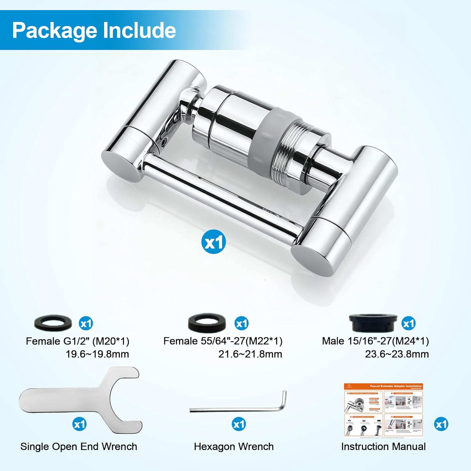 TIDYENDURE 1080° Rotating Faucet Extender, Swivel Faucets Aerator Extension, Faucets Adapter for Kitchen & Bathroom Sinks Features 2 Water Flow Modes Faucet with Built-in Filter Function