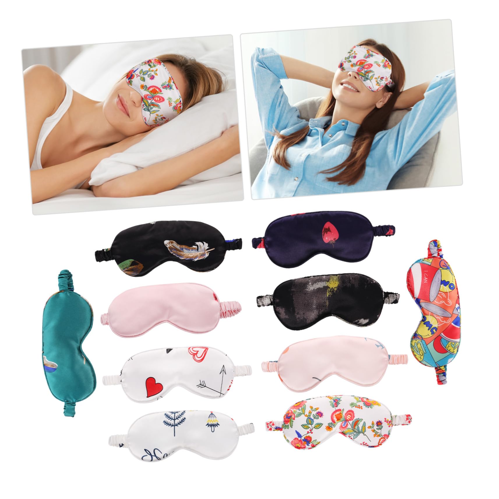 FRCOLOR 2 Sätze Satinbrille Light Würfelunterlage Eyepatches Genschenkideen Leichte Lichtblockierend Lidschatten Schlafende Augenabdeckung Augenklappe Schlafen Die Seide 10 Stück * 2