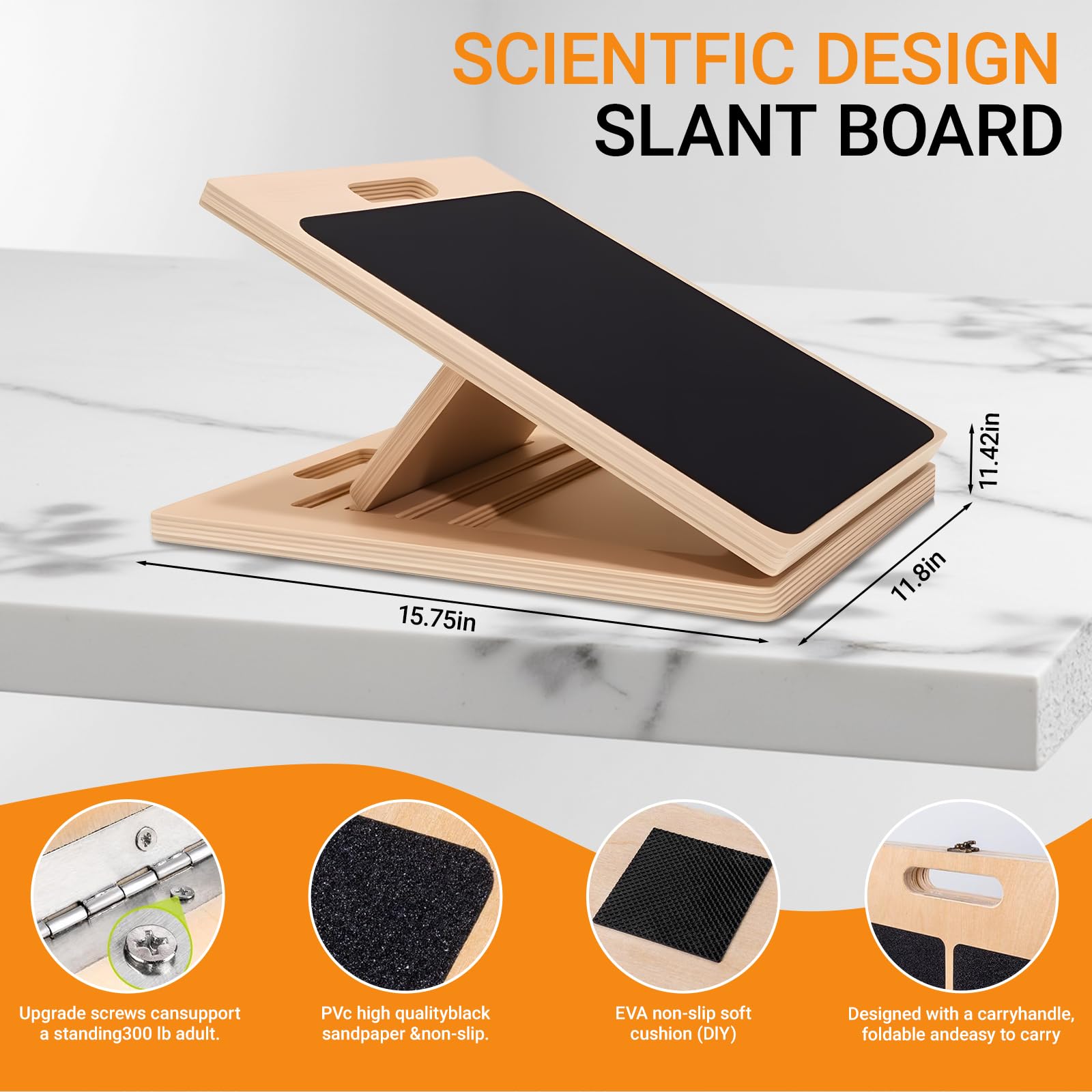 SOONHUA Planche inclinée professionnelle, planche d'inclinaison réglable pour étirement du mollet, 5 angles réglables, idéale pour l'exercice, la physiothérapie