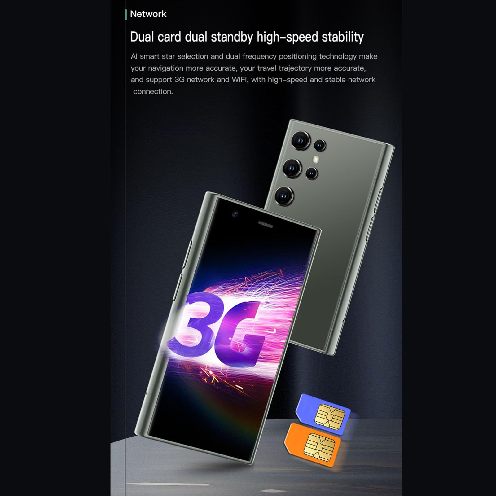 S23 Pro Super Mini Smartfon dla Dzieci, Telefon Komórkowy z siecią 3G, Odblokowany System Android 8.1, 2 GB RAM, 16 GB ROM, 3.0-calowy Wyświetlacz LCD, Kamera HD (Czerniawa zieleń)