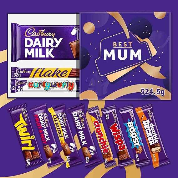 Cadbury Best Mum Double Layered Chocolate Selection Box for Mother's Day. Includes 11 Full-Sized Bars; Dairy Milk, Flake, Cruchie, Twirl, Double Decker and more!
