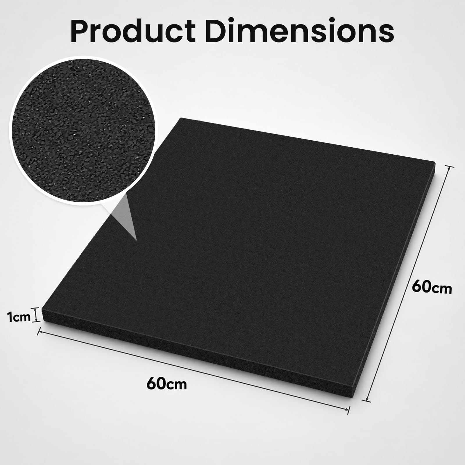 THMINS 1er-Pack Anti-Vibrationsmatten für Waschmaschinen, 60 x 60 x 1 cm | 60 x 60 x 1 cm; Zuschneidbar; Vibrationsdämpfende Unterlage; Für Waschmaschinen, Trockner und Fitnessgeräte