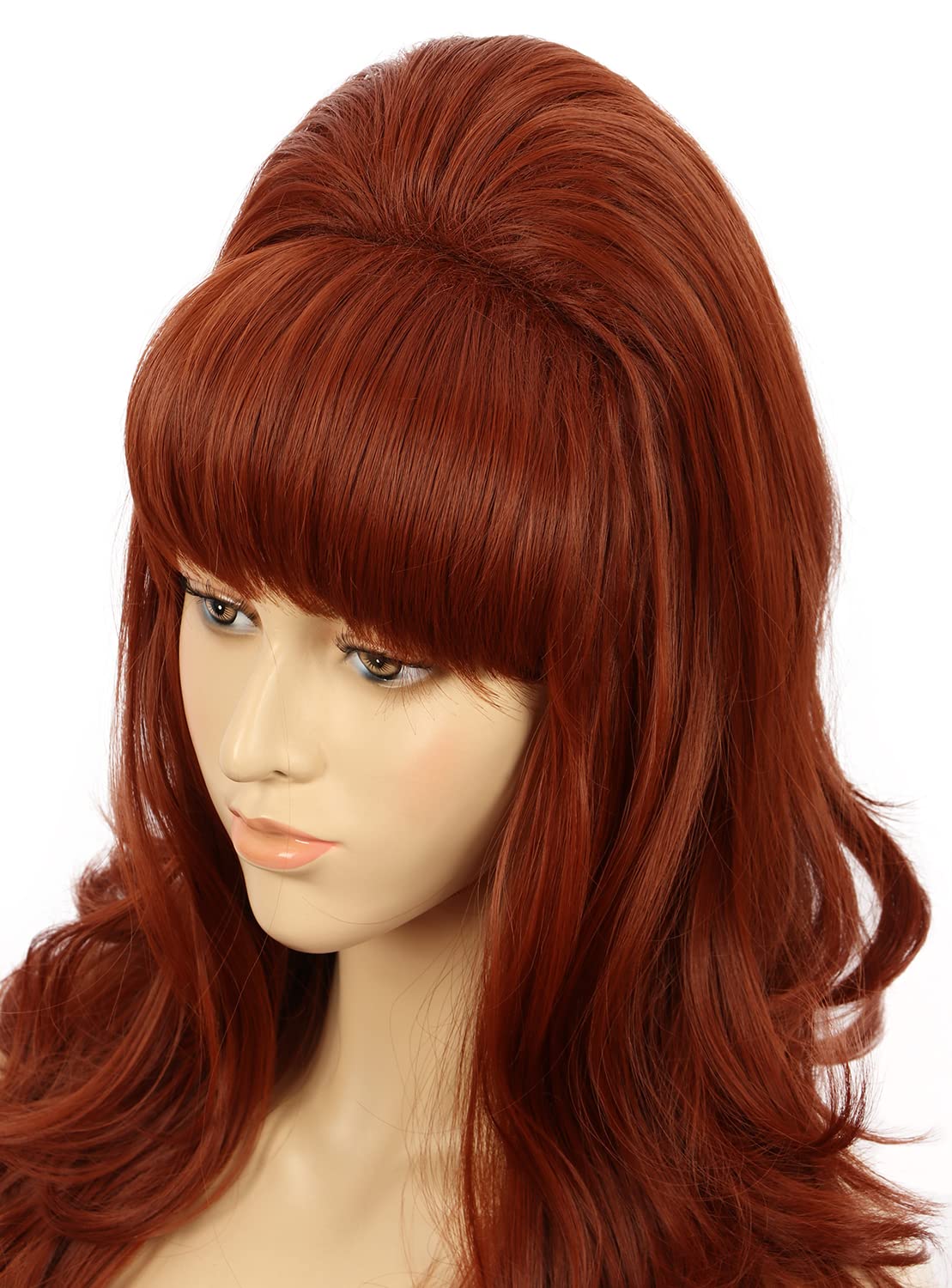 VGbeaty Women Long Ginger Beehive Vintage Married Housewife Bouffant 60s 70s Halloween Costume Cosplay Wig