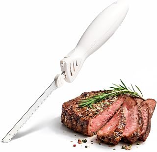 CookwithColor 100W Electric Knife - Dual 10.5" Stainless Steel Blades, Ergonomic Quiet Cutter for Meat, Bread, Veggies