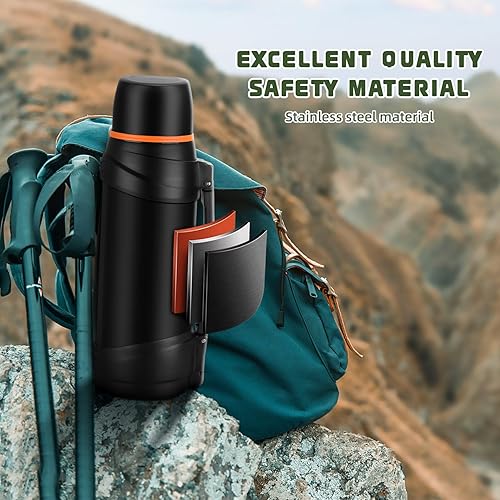 Miniatura 6 de Beyoung Termos de café grandes de 67.6 fl oz para frío y calor, botella de vacío clásica portátil de acero inoxidable 304 con taza de plástico y