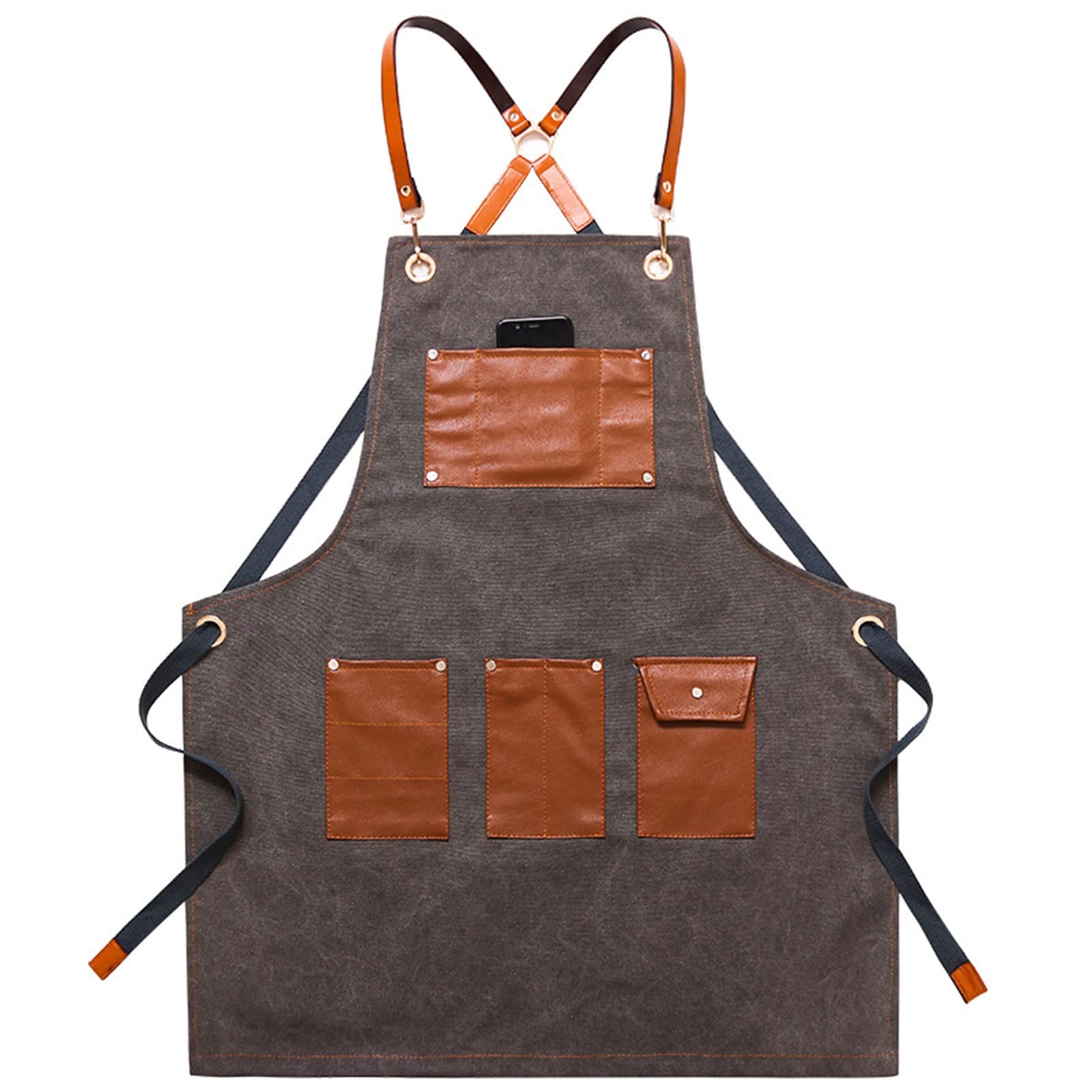 fayengan Tool Apron For Carpenters, Heavy Duty Workshop Apron, Waterproof Woodworking Apron, Waxed Canvas Apron (Color : Grey, Size : XL)