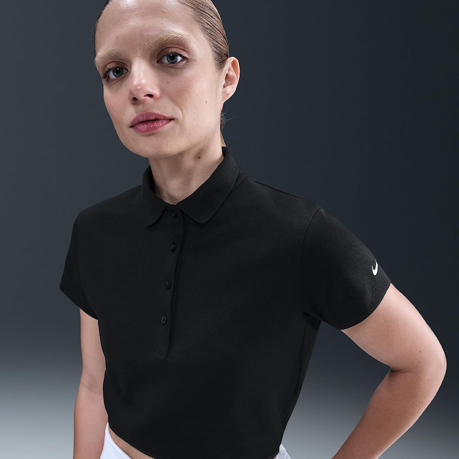 womens nike s/s golf polo (black/sail)
