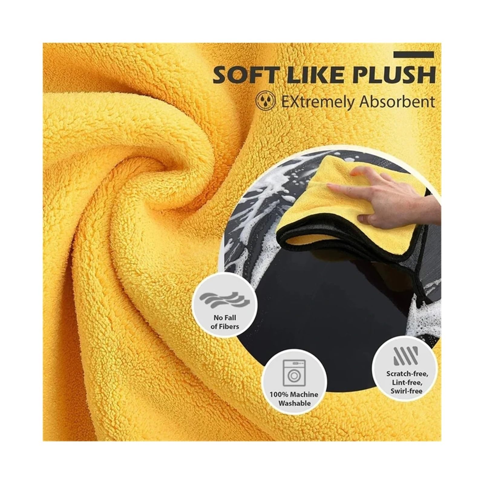 Microfiber Cleaning Towels for Car Detailing - Professional Drying Washing Cloths for Fit for Care 30X30CM 5PCS — view 4