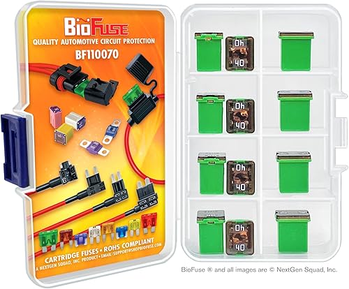 Miniatura 3 de Surtido de fusibles de cartucho de 12 piezas JCASE de bajo perfil 40A. Se adapta a la mayoría Nissan, Toyota, Chrysler, Dodge, Chevy, GM y Ford