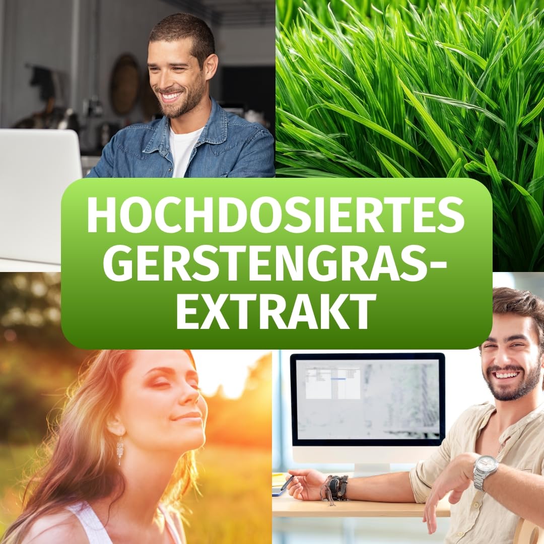 Green Naturals Gerstengras – Hochdosiert: 3.000 mg Extrakt – 365 Kapseln | 10:1 pro Tagesdosis · 3-Monatsvorrat · Laborgeprüft