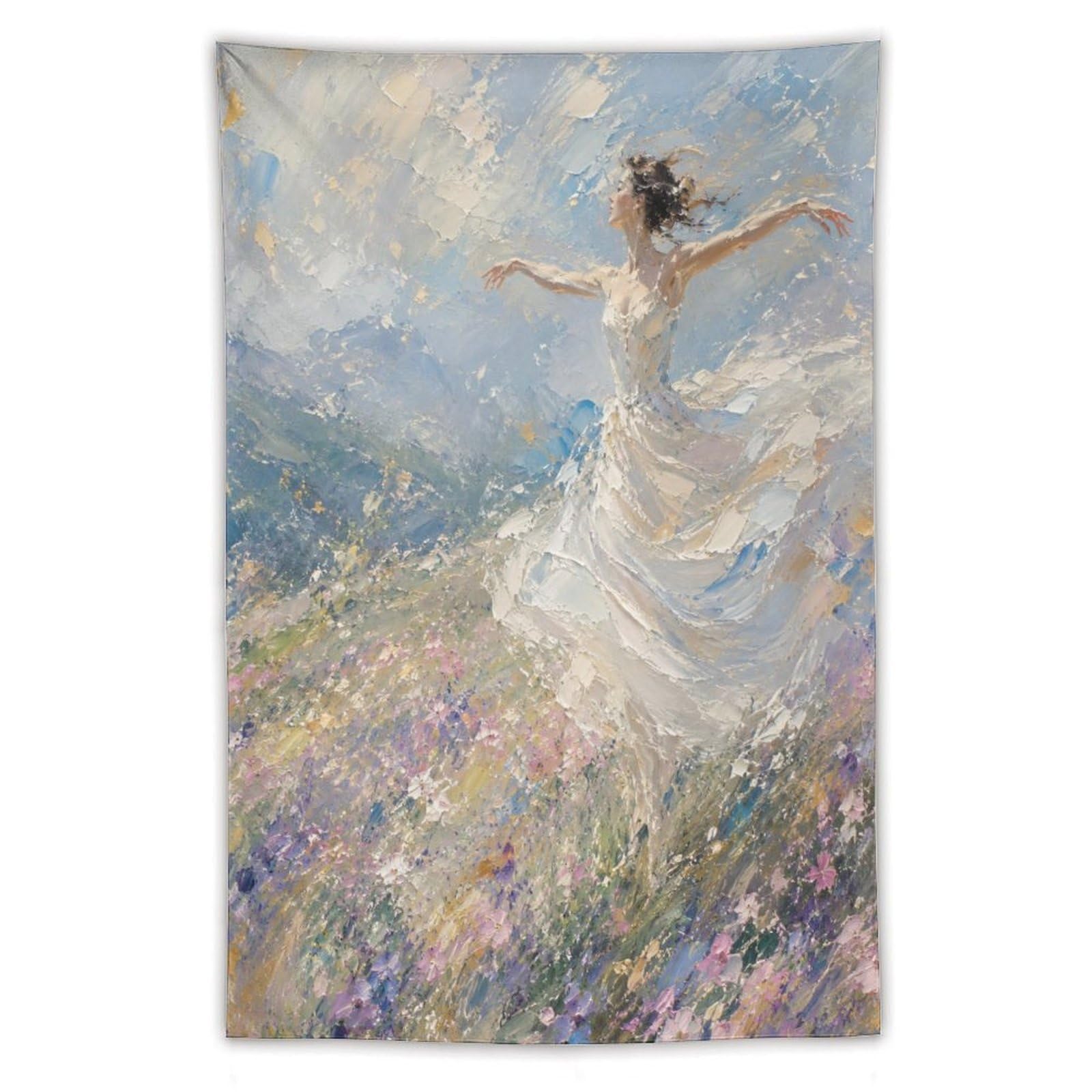W7C8U2X3 Ballerina Meadow Wall Tapestry, Impressionist, College Dorm