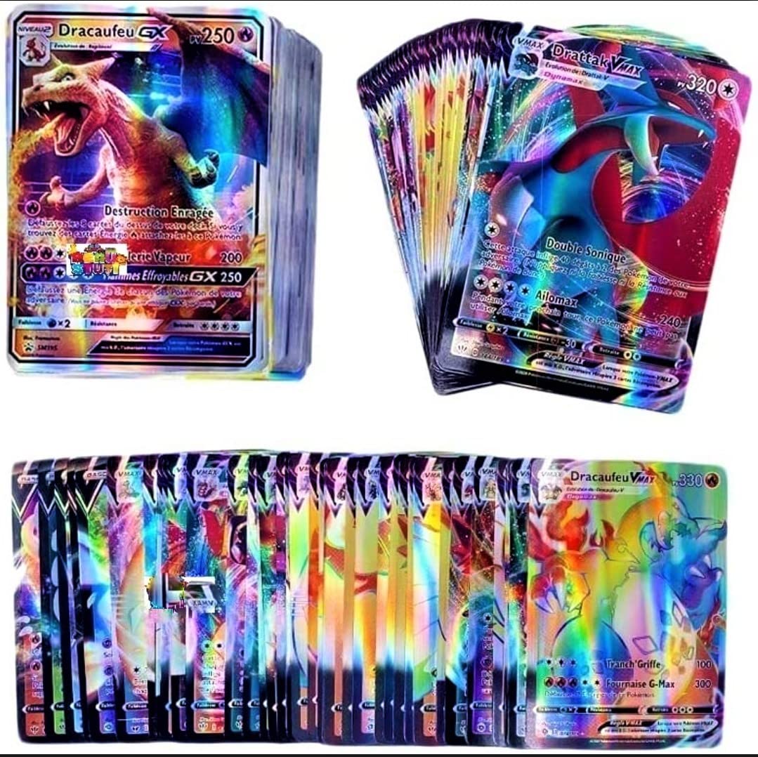Thrifx Premium Poke Cards 100 Pcs Basic Vstar Gx Vmax Cards Best Toy