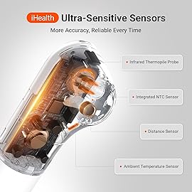 iHealth No-Touch Forehead Thermometer for Adults, Kids, Babies - 1s Fast Accurate, 3 Ultra-Sensitive Sensors, Quiet Vibration Feedback, Digital Large LED Digits, Easy to Use for Home & Nurses, PT3
