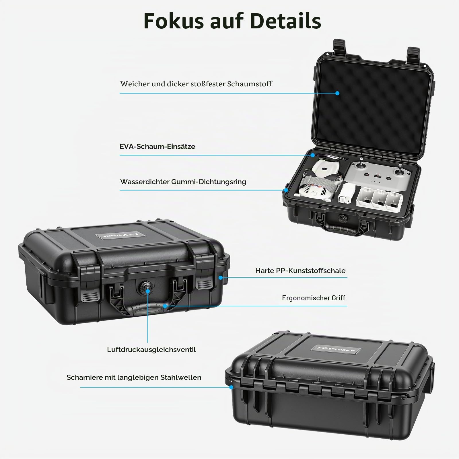 FPVtosky Lito X1/ 1 Koffer, Tragetasche für DJI Lito X1 / 1, kompatibel mit RC-N3, Akku, Ladegerät-Hub und anderem Zubehör
