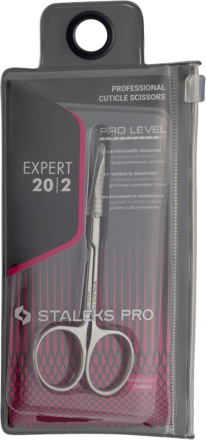 Staleks Expert 20 Type 2 Professional Cuticle Scissors – Medium Curved Handles – Classic Curved Blades for Effortless Cuticle Trimming