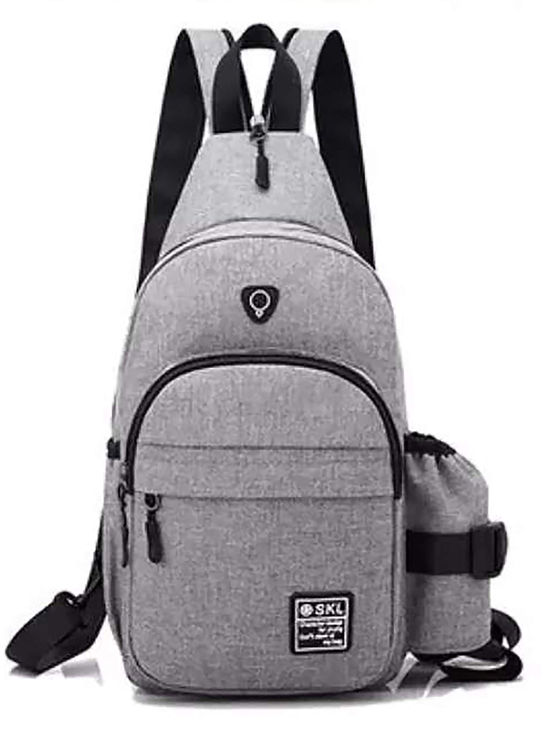 DOUBLE A IRON Sling Bag Crossbody Shoulder Multipurpose Casual Daypacks with Earphone Hole for Men Women - Gray