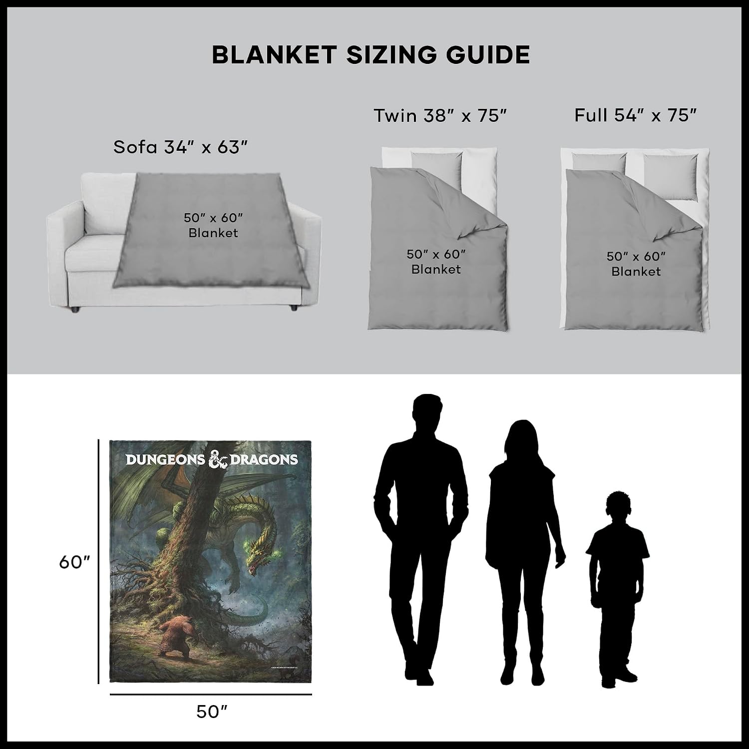 Northwest Dungeons & Dragons Epic Vision Owlbear vs Dragon Silk Touch Throw Blanket 50x60 inches