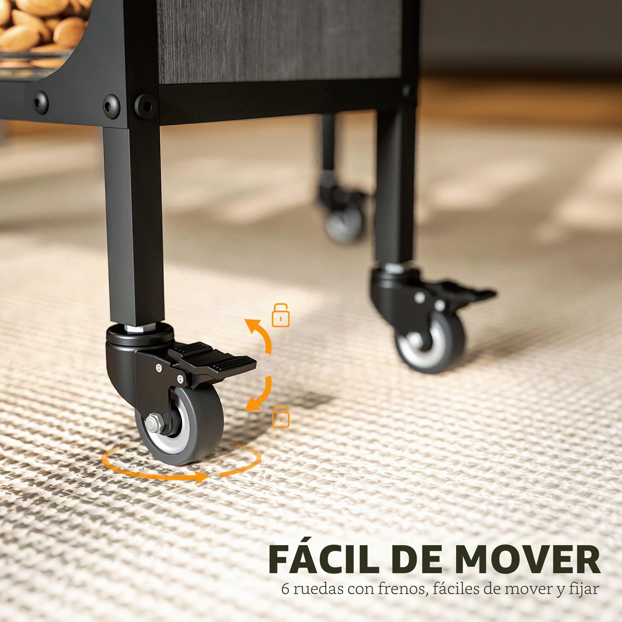 HOMCOM Mesa de Comedor Plegable, Mesa de Cocina Rectangular Plegable, Mesa Extensible con Ruedas para hasta 6 Personas, 6 Ruedas y Estante Integrado, para Espacios pequeños, Comedor, Gris | Mesa de cocina extensible con diseño plegable, estante de almacen