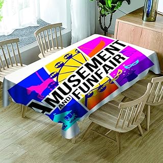 Tovaglia Plastificata Rettangolare, 3D Tovaglie Per Tavola, Sfondo Bianco Europeo, Cuciture Fantasia Multicolore, Antimacchia Antiscivolo Resistente All'Usura, Decorazione Della Tavola, 140X200Cm