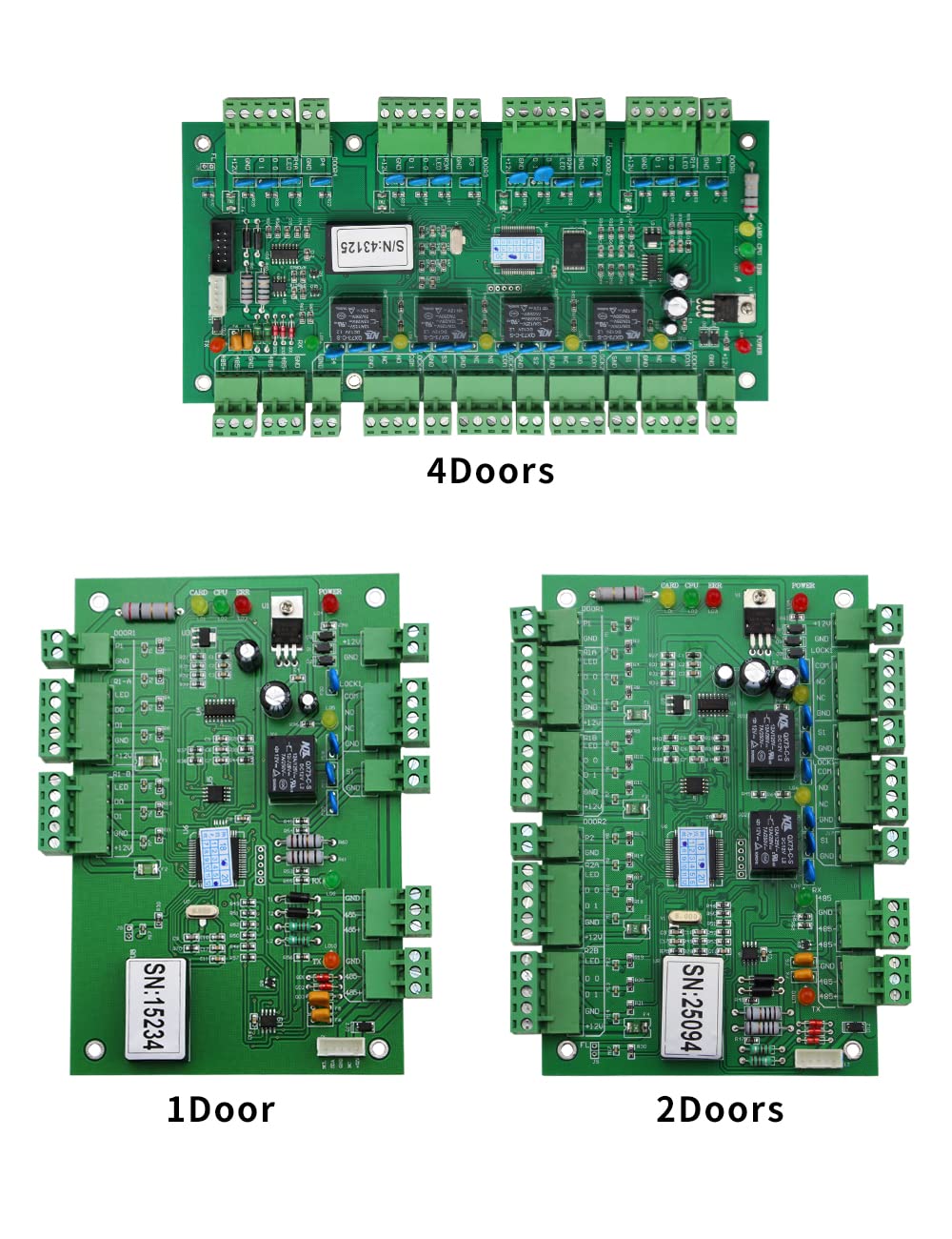 Intercoms RS485 Communication Networking Controller Supports Multi-Door Access External IC or ID RF Card Reader Software Management for Access Control Systems (Double Door Two-Way)