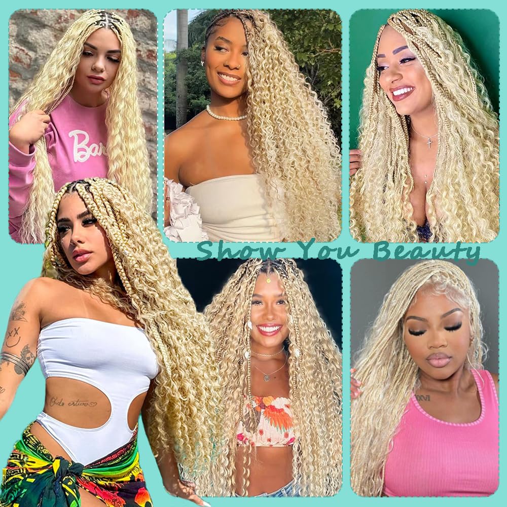 613 Human Braiding Hair for Boho Braids 26 Inch 613 Blonde Deep Wave Boho Bulk Human Hair for Braiding No Weft Curly Bundles