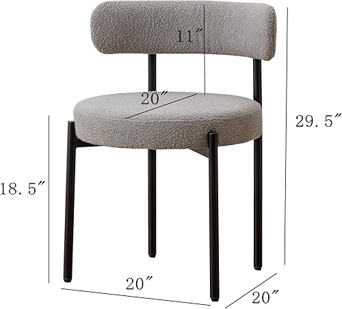 Miniatura 2 de Boucle - Juego de 2 sillas de comedor, modernas sillas de comedor tapizadas, sillas de cocina sin brazos para comedor, sala de estar, patas de metal