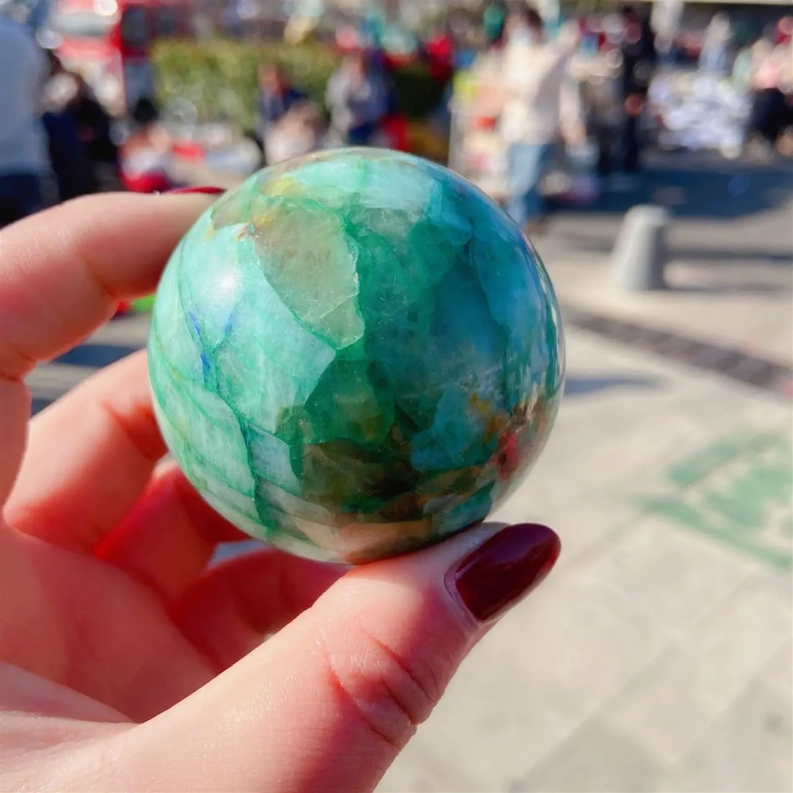 KatLin Esfera de Piedras Decorativas de Reiki Natural de Cristal de Bola de luz de Luna Verde Adornos (Size : 60-70mm)
