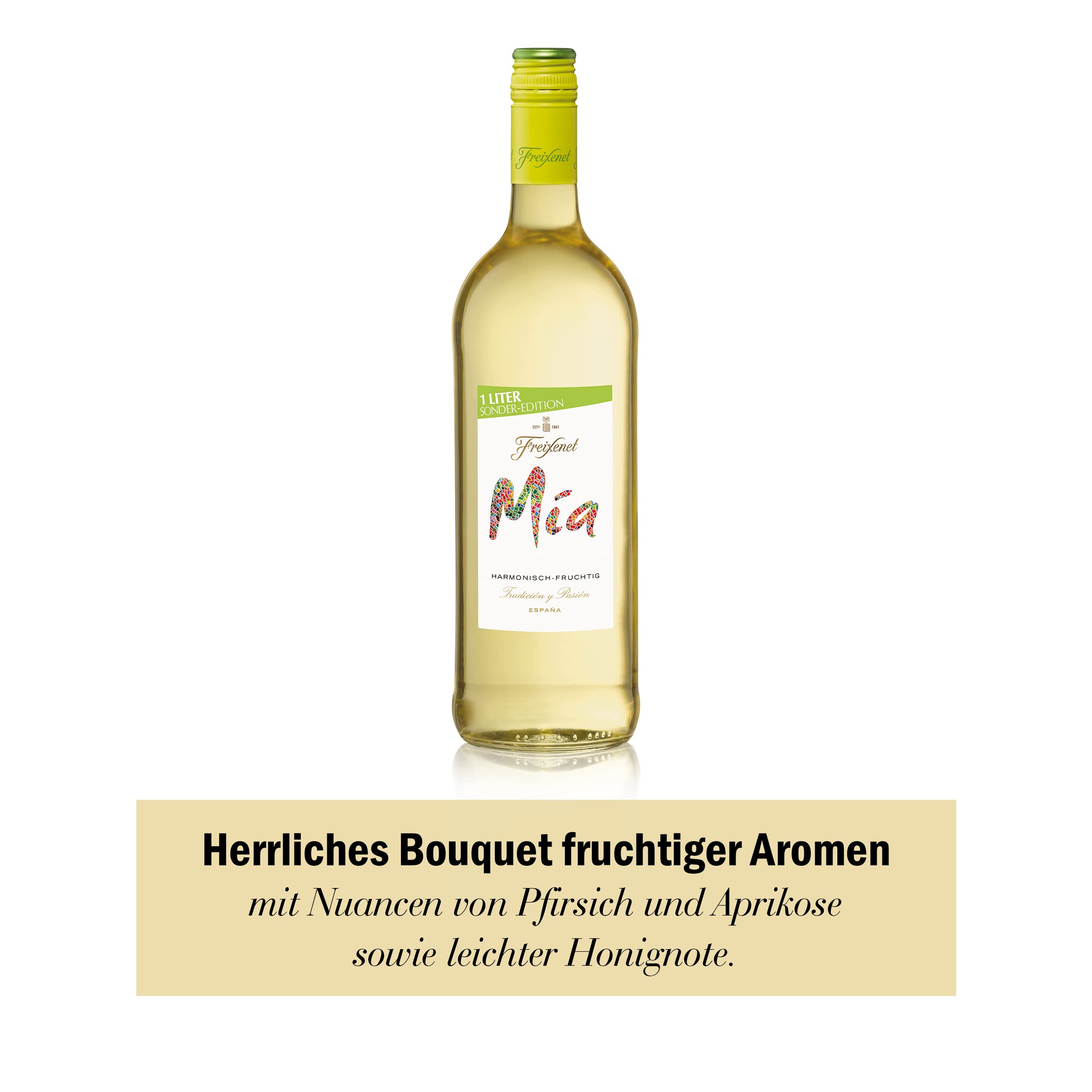 Freixenet Mia Blanco Spanischer Weißwein (9x1,0l) Set - 1,0 Liter Sonder-Edition - Wein, lieblich, jugendlich lebendig und fruchtig frisch, zu spanischen Tapas und leichten Fischgerichten