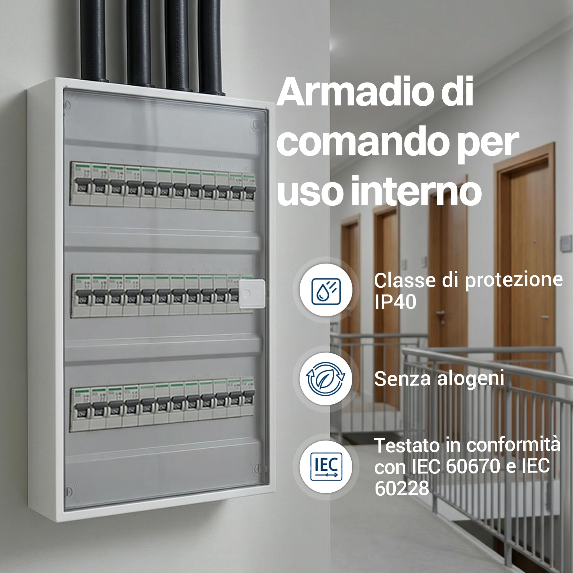 Intratec ALPHA Centralino elettrico da parete 3 file – Quadro di distribuzione per 36 moduli con porta trasparente – Contenitore su guida DIN per casa e uso professionale – 498 x 310 x 96 mm