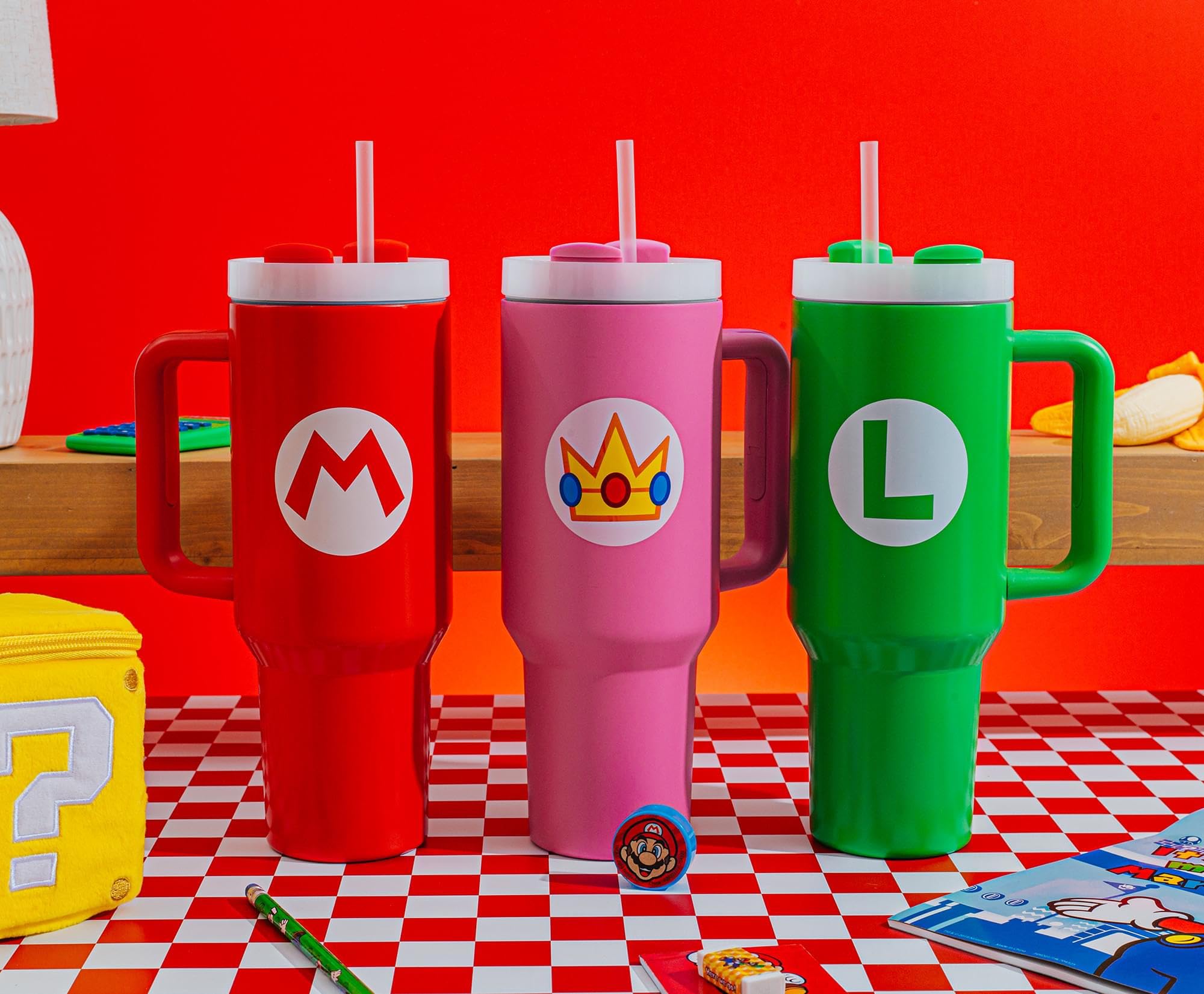 Pyramid America Super Mario Bros. Princess Icon Metal Travel Tumbler With Leak-Resistant Lid and Reusable Straw | Holds 40 Ounces: Luigi