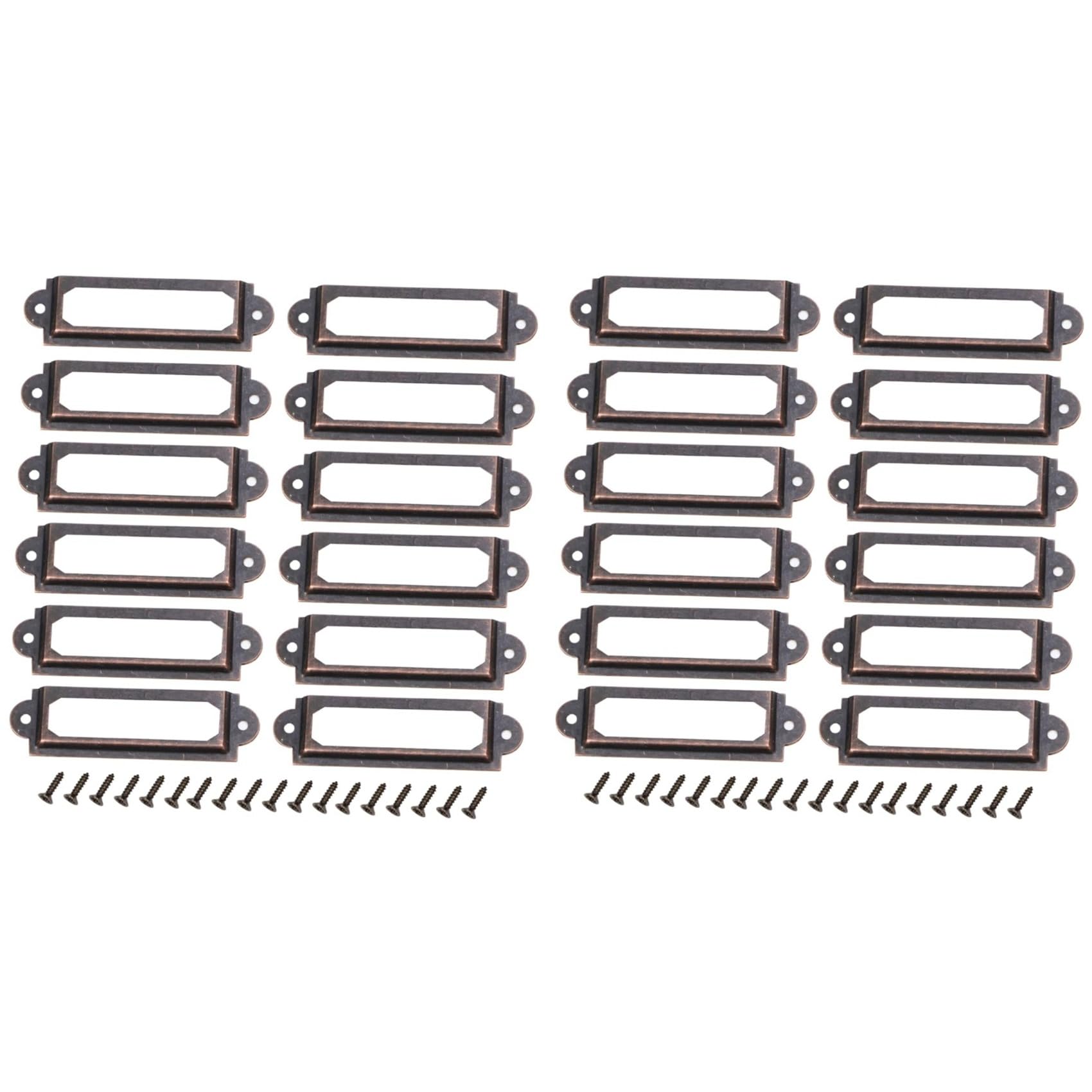 Hndhbfgrt As Shown 50Pcs Retro Metal File Drawer Tag Labels Pull Labels Holder Tag Holder Drawer Accessories Screws For Cabinet
