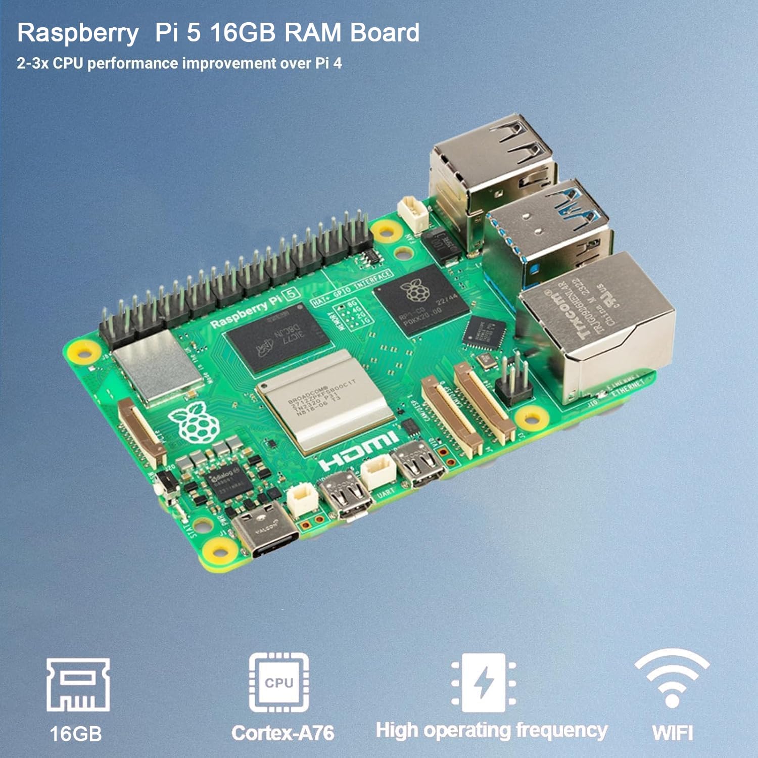 Vemico Raspberry Pi 5 16GB Kit con Pi 5 16GB scheda singola, dispositivo di raffreddamento attivo, custodia protettiva, scheda di garanzia e cacciavite