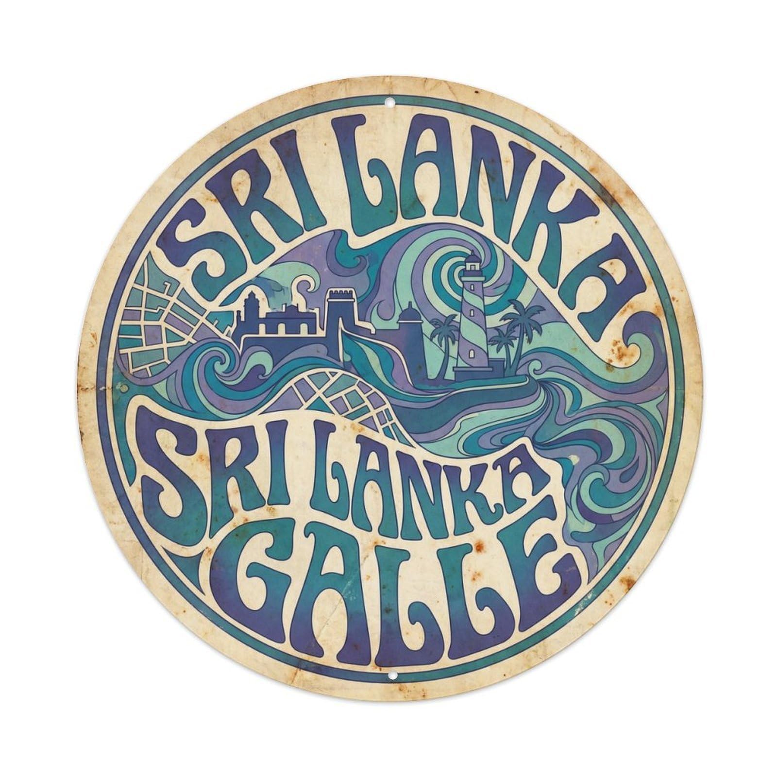 Sri Lanka Galle Tropical Lagoon Bold Psychedelic Metal Tin Sign