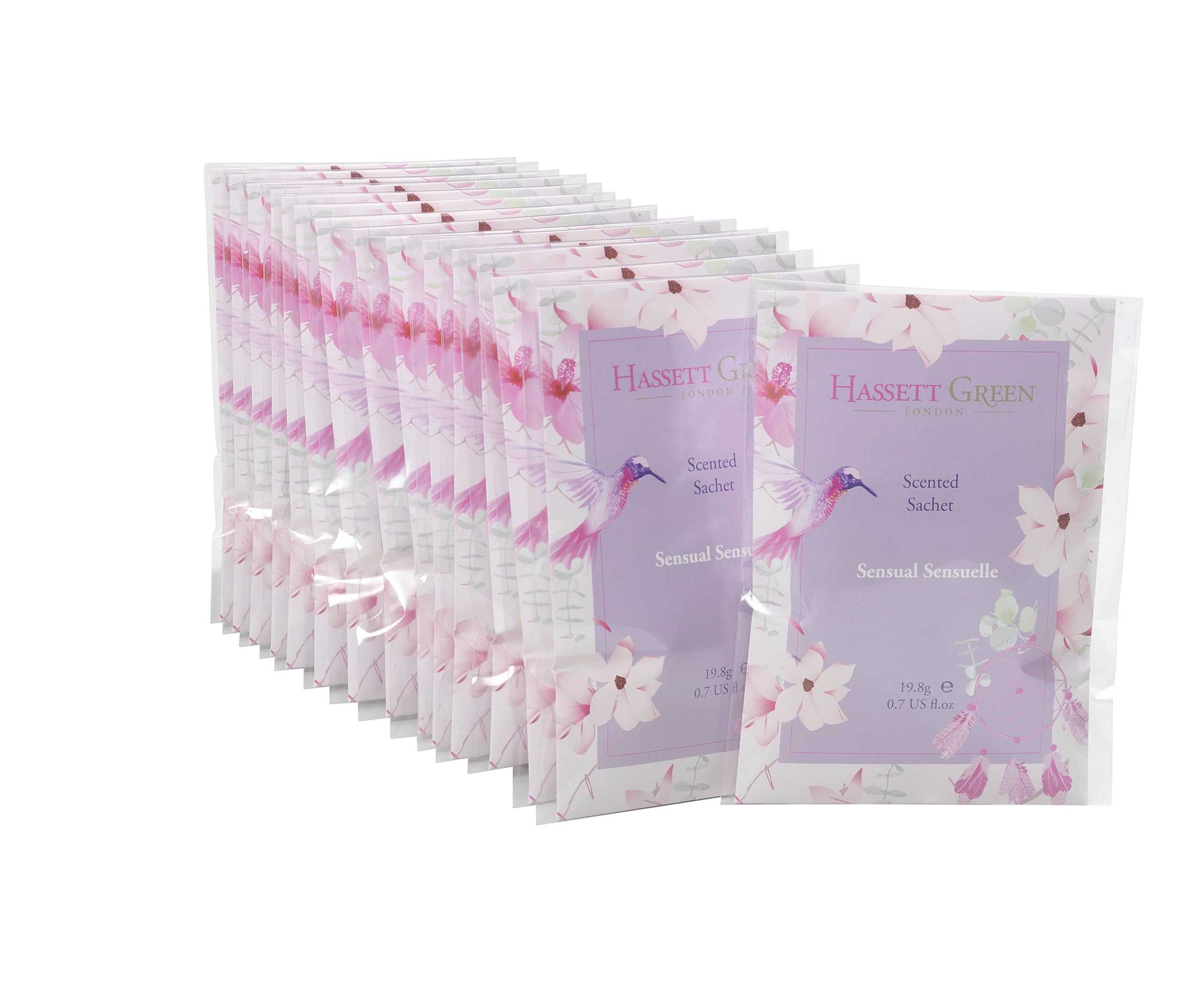 Hassett Green London - Sensual Sensuelle - Handmade Large Scented Sachets - Pack of 15 - For Wardrobes & Drawers