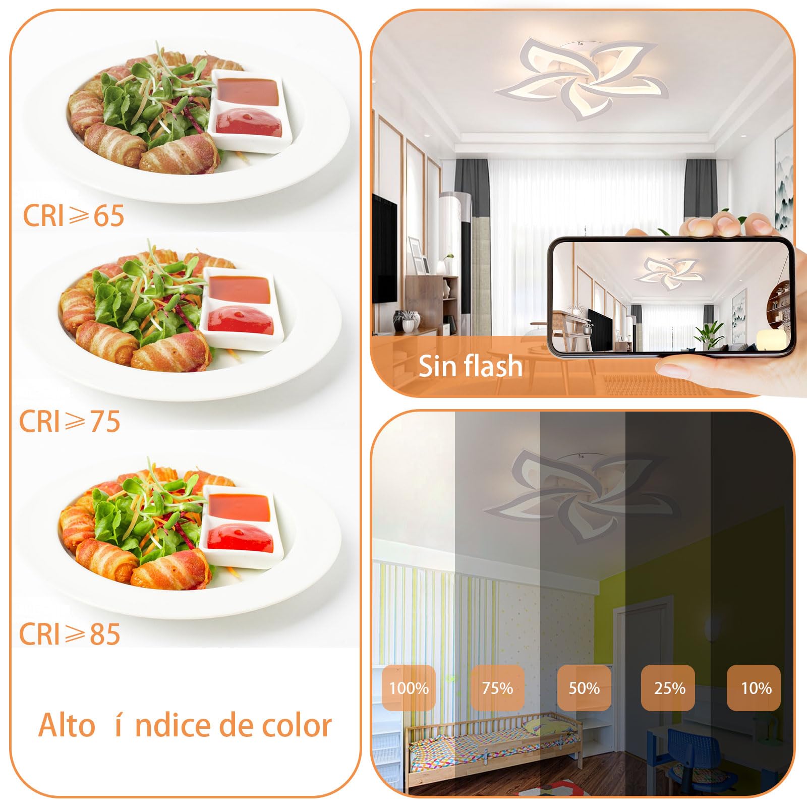 Lámpara LED de techo con APP regulable, 40-80W lámpara de saló dormitorio con mando a distancia cambio de color lámpara de techo, moderna ahorro de energía iluminación de techo para salón habitación