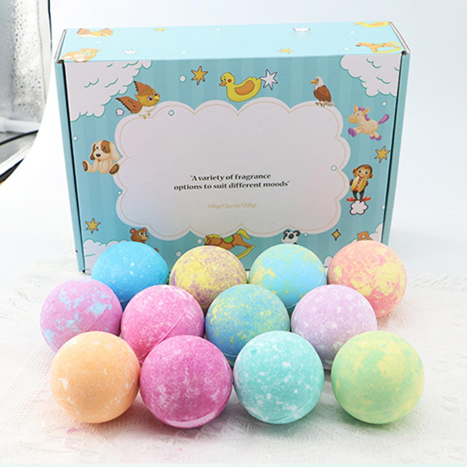 Bath Bombs con,Confezione da 12 Tema Animali,Set Di Bagno Effervescente | per Regalo Compleanno, Estate, Viaggio, Casa, Asilo
