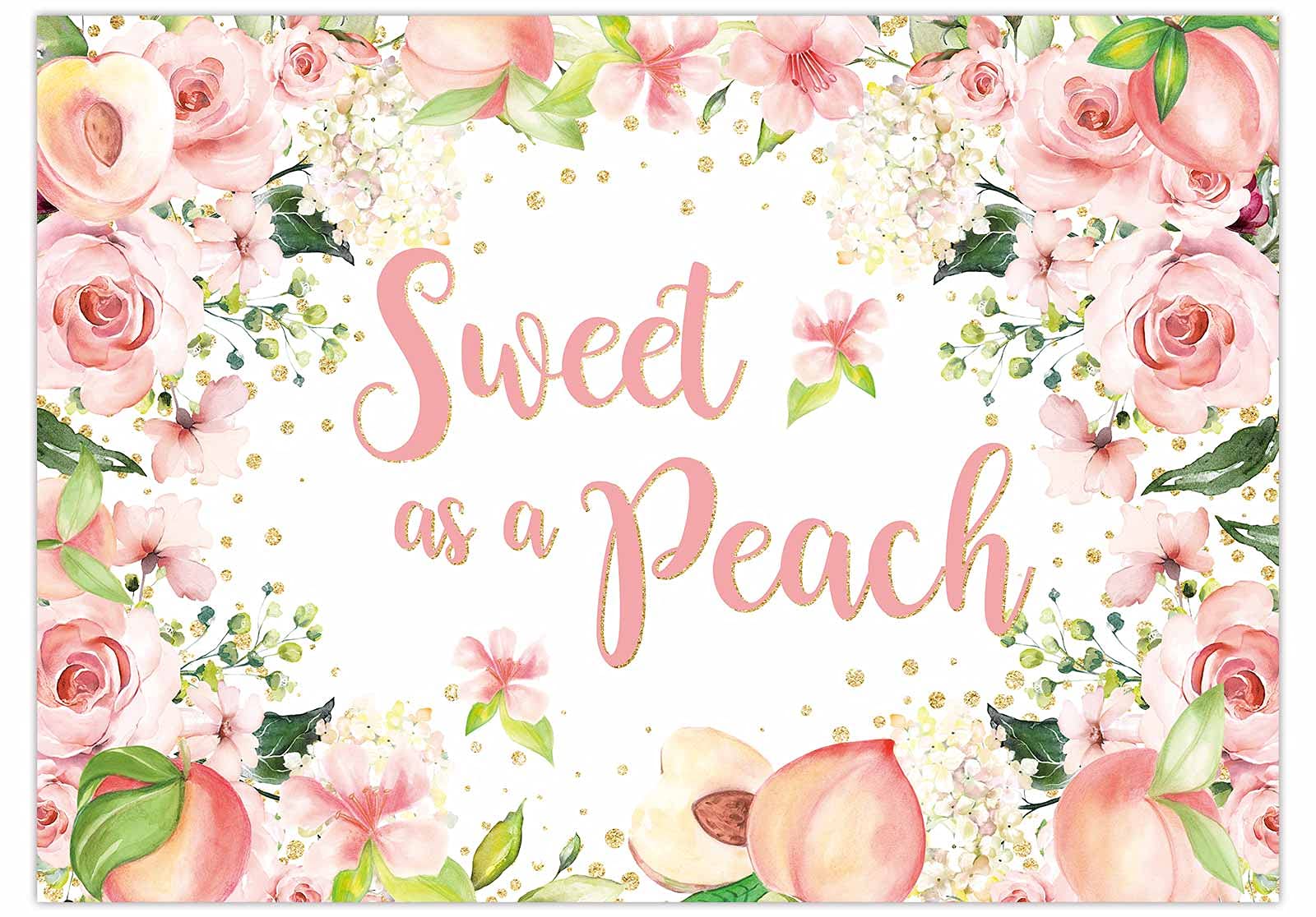 Funnytree7x5FT Peach Baby Shower Party Backdrop Sweet as a Peach Background Princess Girl First Birthday 1st Bday Decoration Event Banner Studio Portrait Photography Photobooth Prop Favors