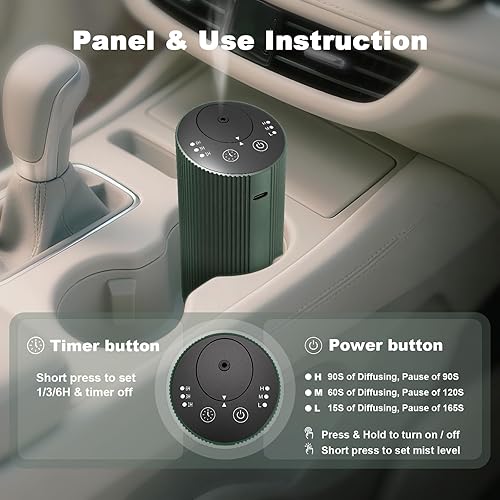 Miniatura 3 de Difusor de aceite esencial sin agua con 4 temporizadores (136 horas y apagado) y 3 niebla (LMH), difusor de aroma de aire para oficina en casa,