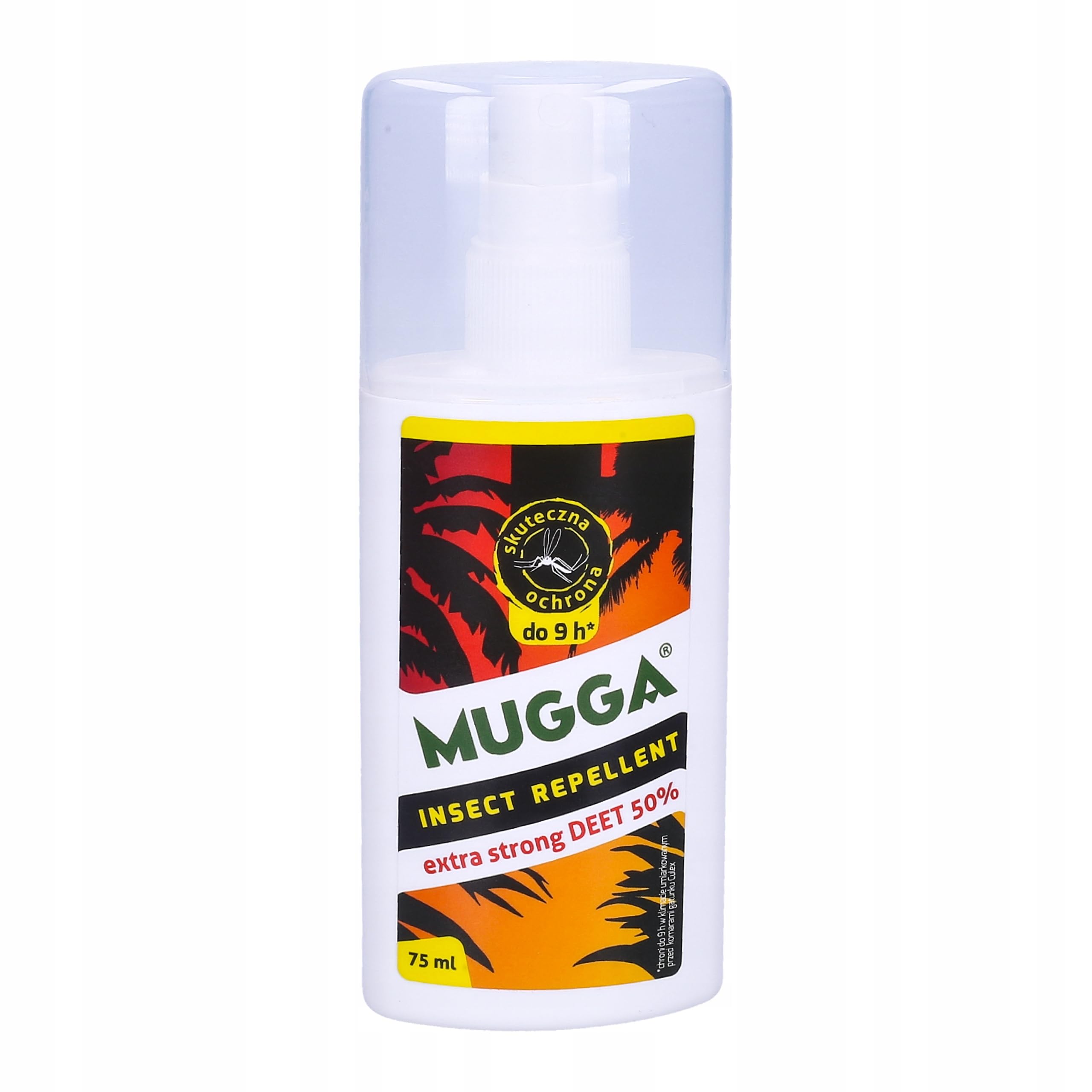 Mugga Spay Repellente per Insetti 50% Extra Strong 75 ml Protezione contro Le Zanzare Tropicali ed europei Tenaglie Moscerini Simulide Mosche Acari
