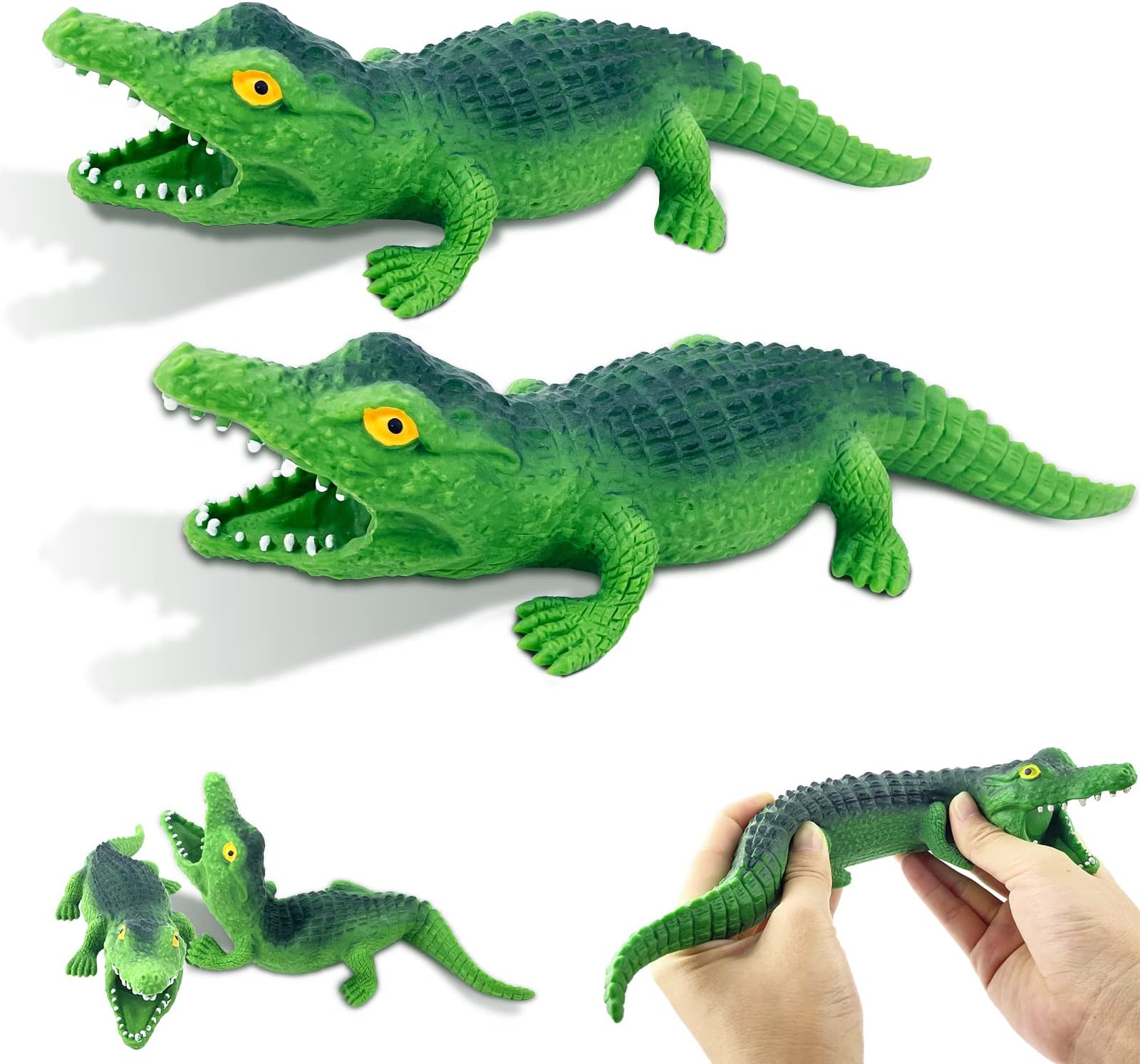 Stretchy Animal Sensory Stress Relief Toys Crocodile Squishy Stress Toys Alligators Squeeze Sand Rebound Ball Fidget Knead Toy Pinch Stress Relieve Party Favors