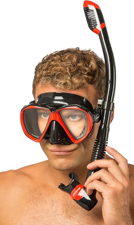 CRESSI Set Ranger & Dry - Hochwertiges Schnorchelset für Erwachsene Maske und Schnorchel im praktischen Etui